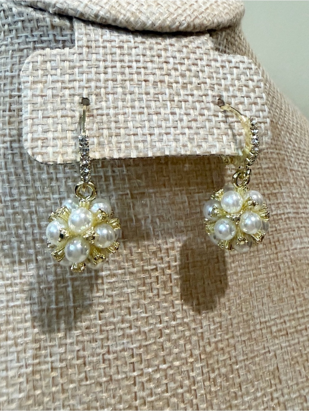 New Gold Pearl Cluster Drop Earrings - Women Jewelry Beautiful
